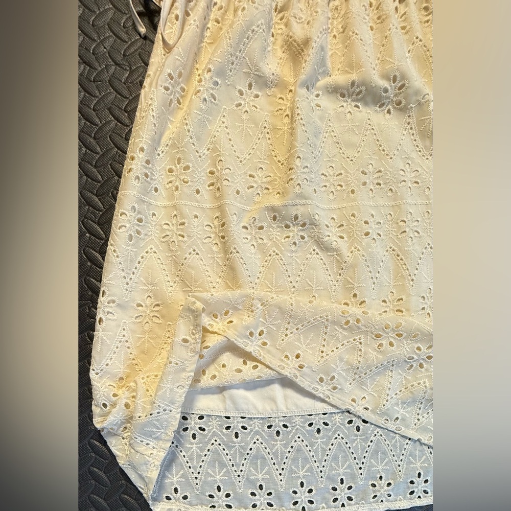 Vintage Homemade Cream Eyelet Midi Dress Size Small - Picture 9 of 10